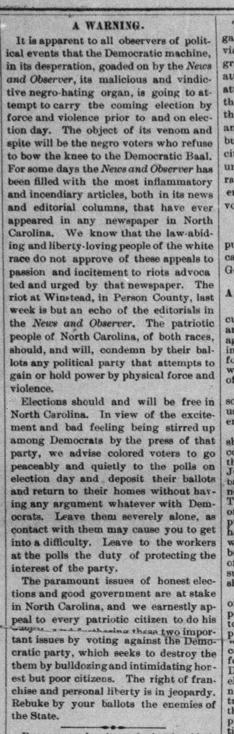Josephus Daniels: The Gazette (Raleigh, NC) · Oct 31, 1896