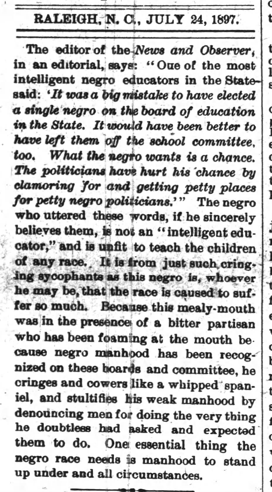 Josephus Daniels:  The Gazette (Raleigh, NC) · Jul 24, 1897