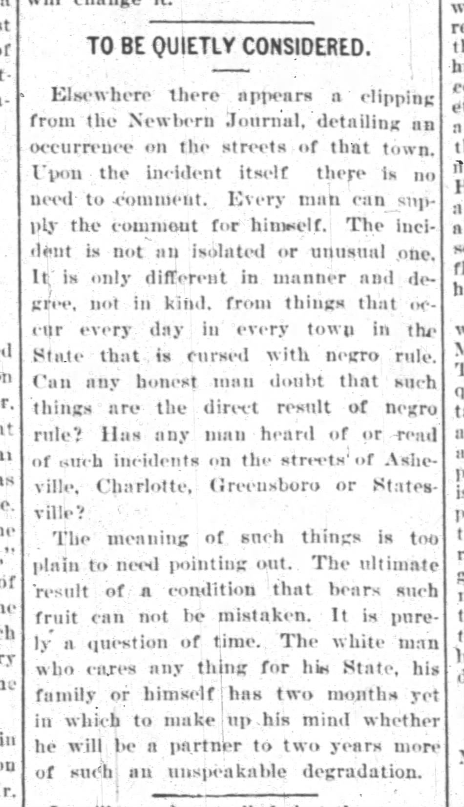 Josephus Daniels: The Raleigh News & Observer · Sep 8, 1898