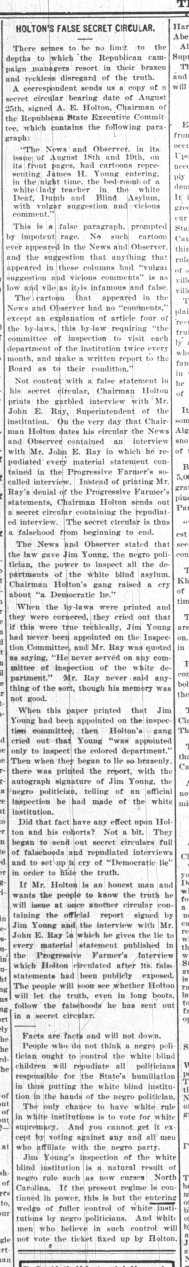 Josephus Daniels: The Raleigh News & Observer · Sep 8, 1898