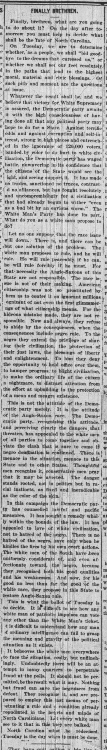 Josephus Daniels: The Raleigh News & Observer · Nov 6, 1898