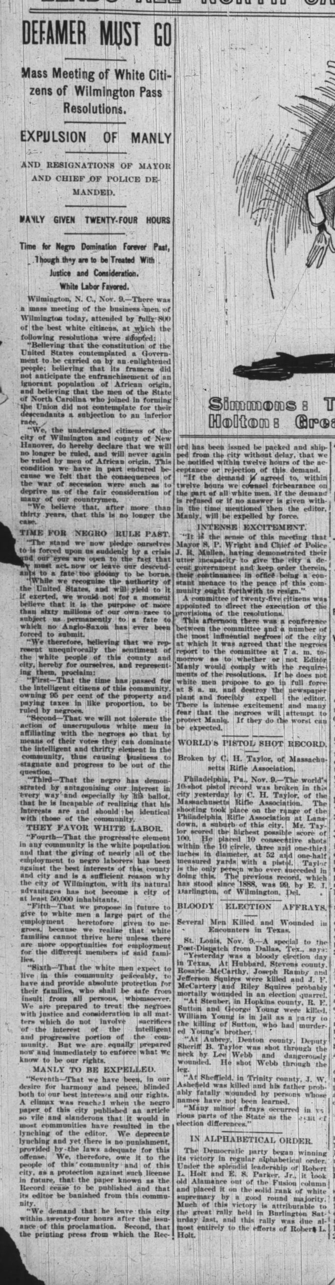 Josephus Daniels: The Raleigh News & Observer · Nov 10, 1898