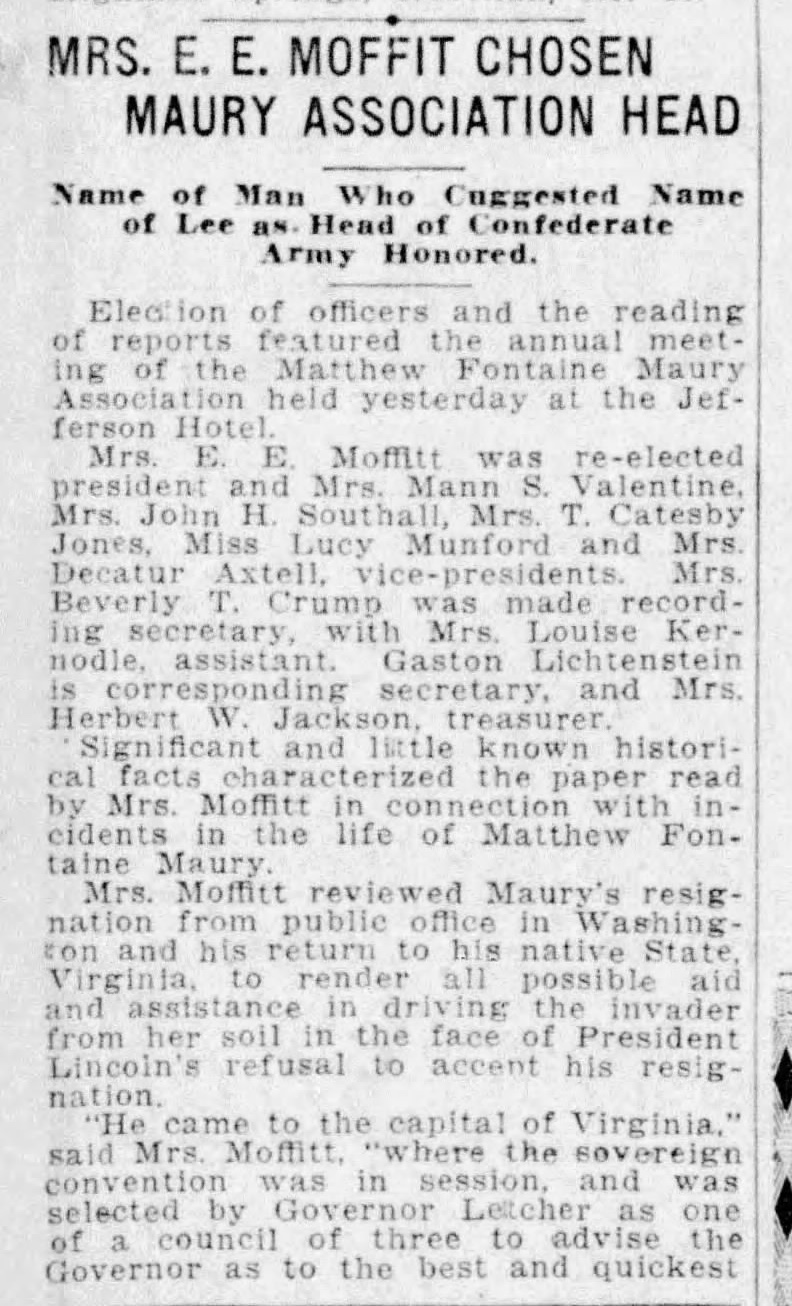 Matthew Fontaine Maury: Richmond Times-Dispatch · May 11, 1919