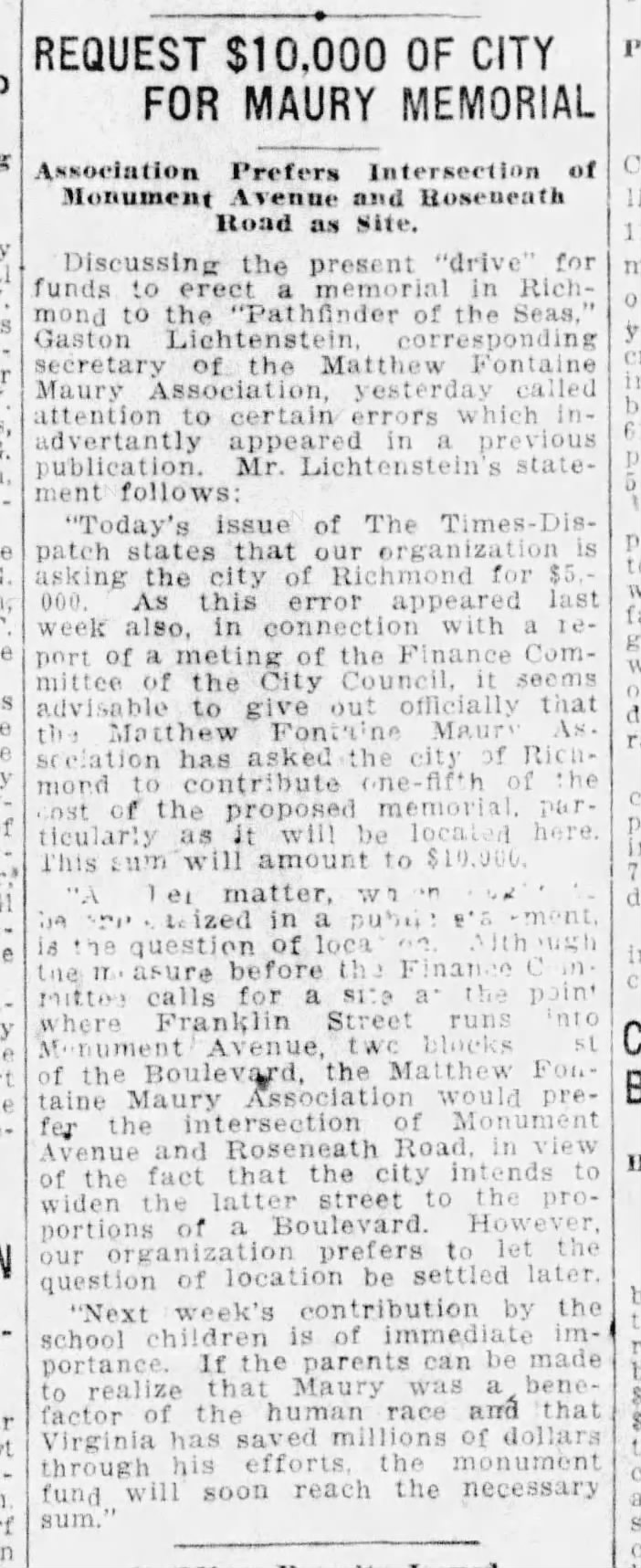 Matthew Fontaine Maury: Richmond Times-Dispatch · Jan 28, 1921