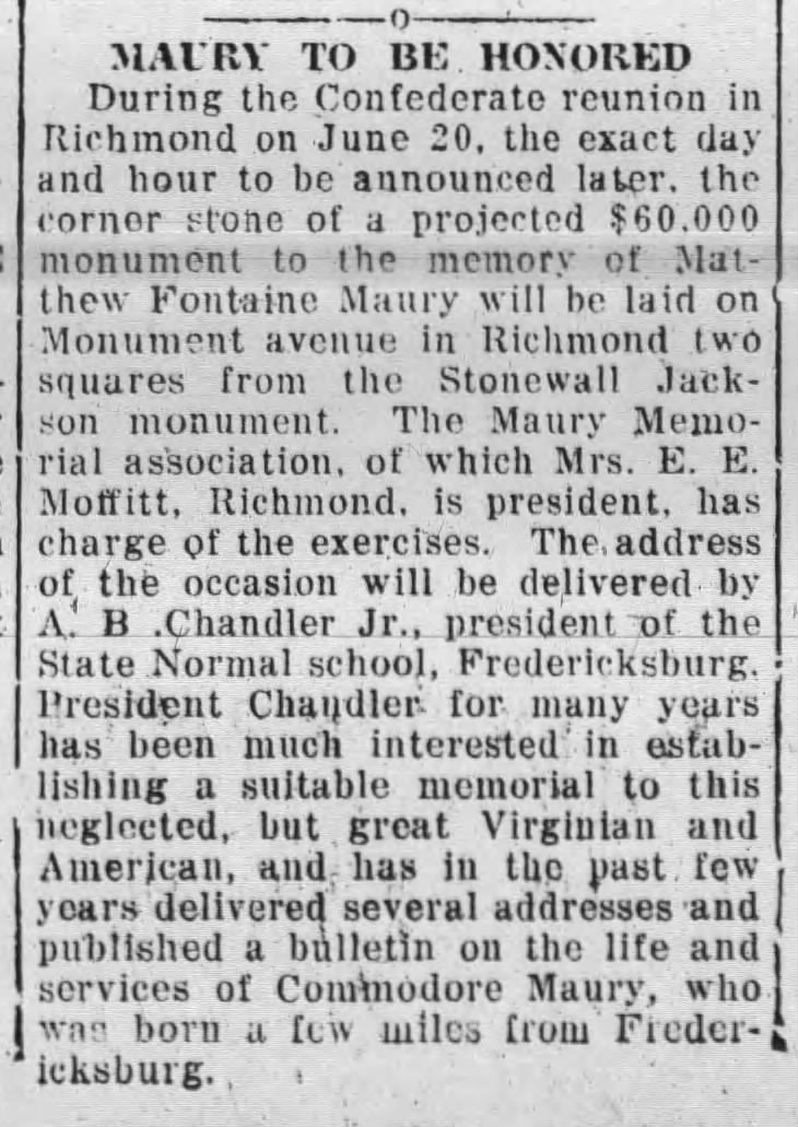 Matthew Fontaine Maury: The Daily News Leader (Staunton, VA) · Apr 14, 1922