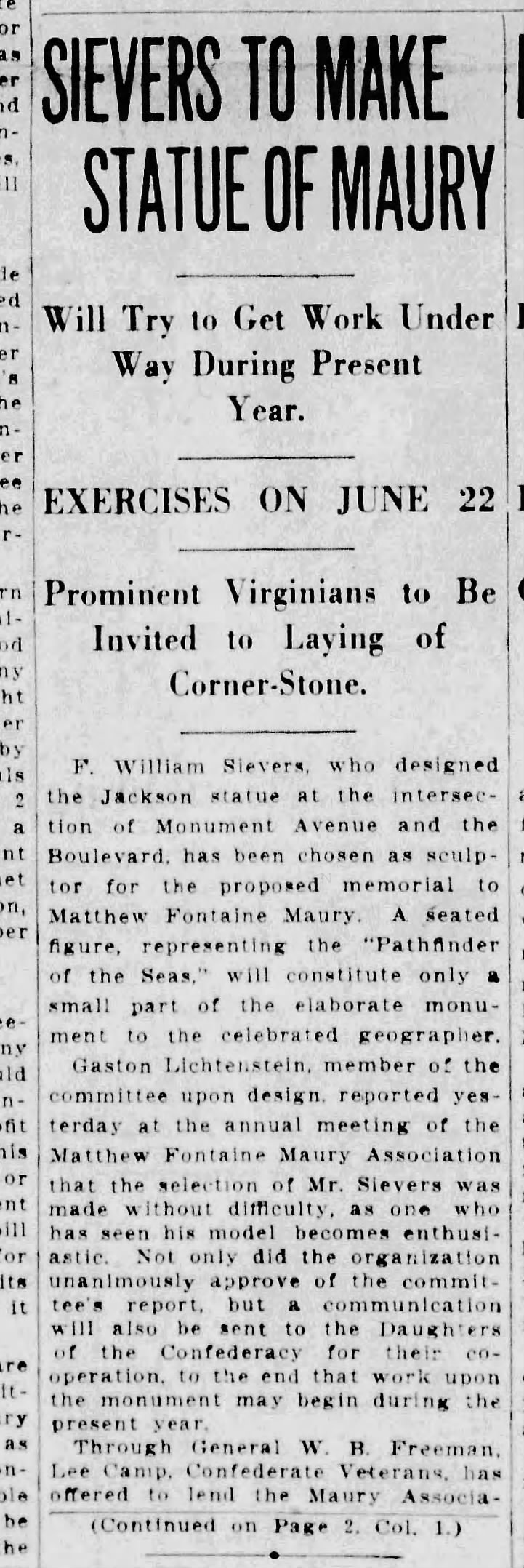 Matthew Fontaine Maury: Richmond Times-Dispatch · May 12, 1922