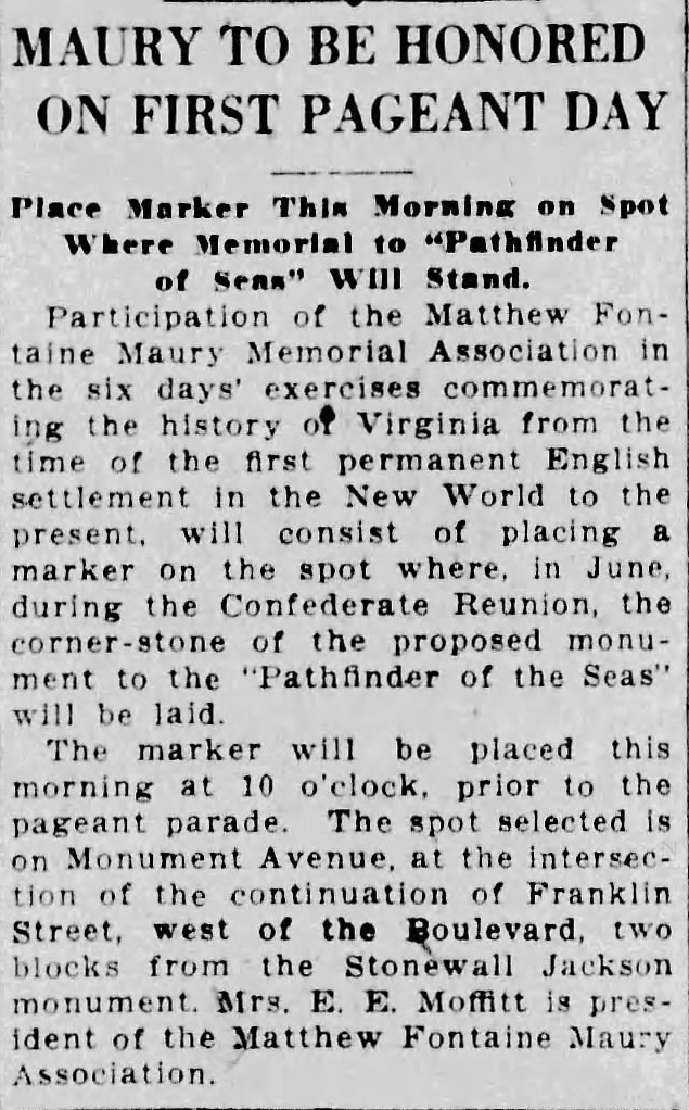 Matthew Fontaine Maury: Richmond Times-Dispatch · May 22, 1922