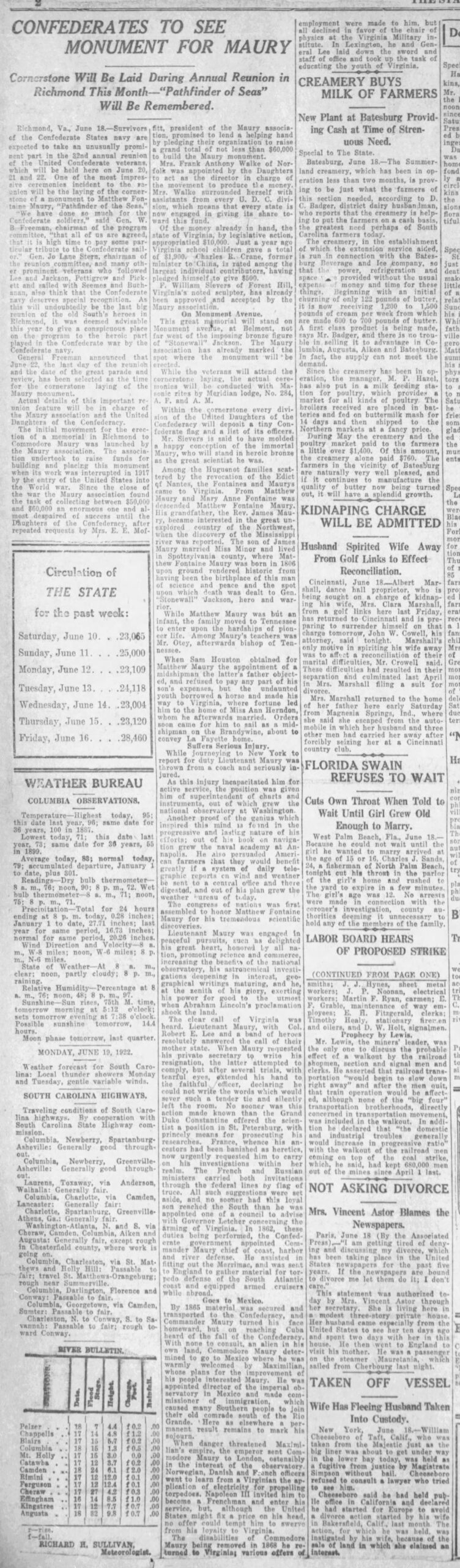 Matthew Fontaine Maury: The State (Columbia, SC) · Jun 19, 1922