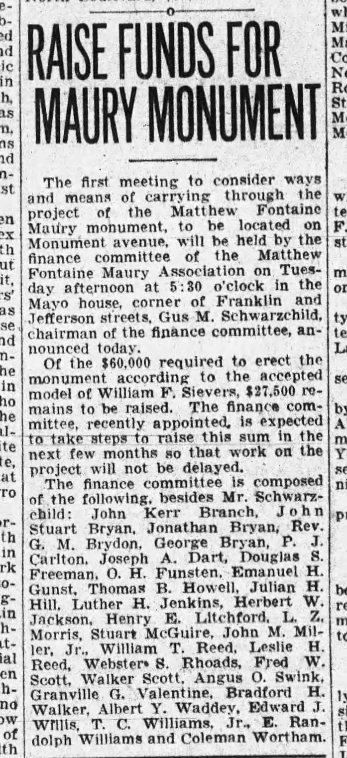 Matthew Fontaine Maury: Richmond News Leader· Feb 20, 1926