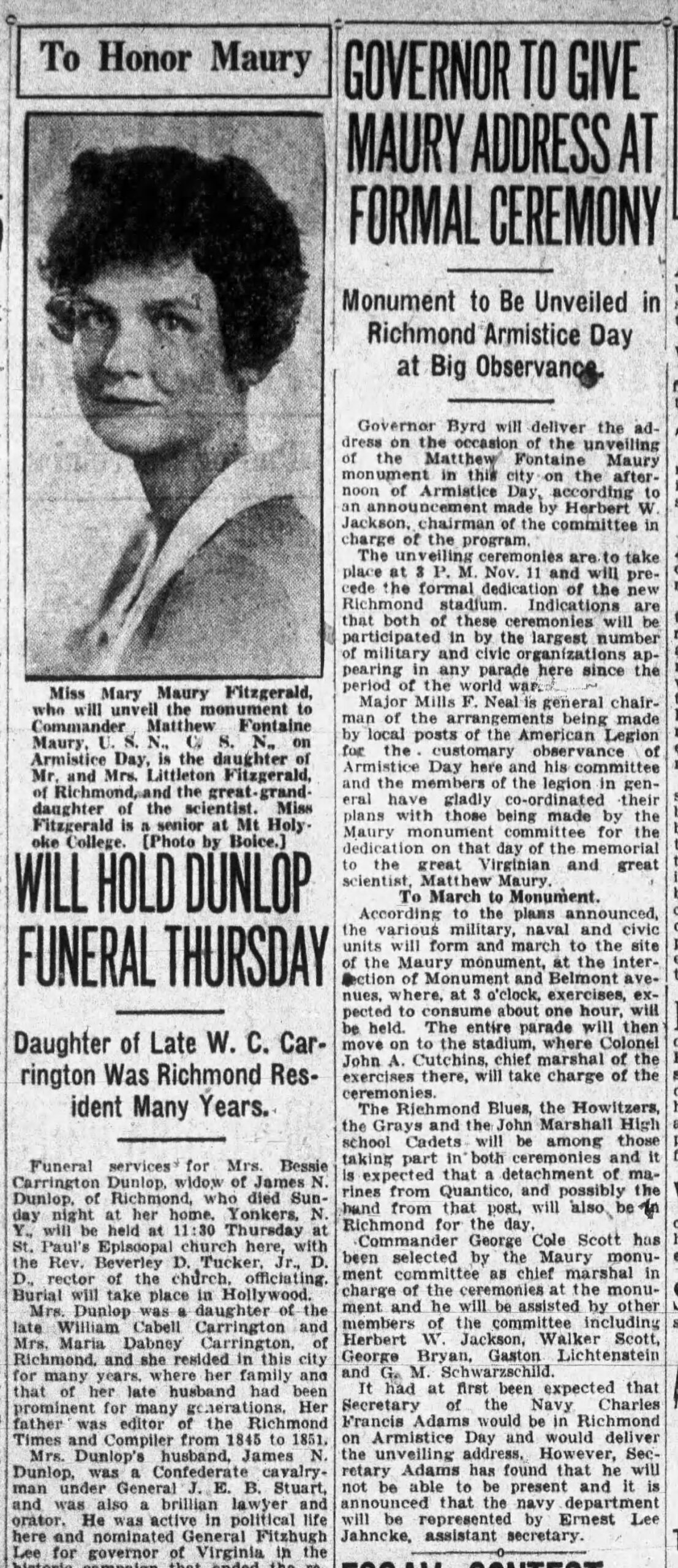 Matthew Fontaine Maury: Richmond News Leader · Oct 29, 1929