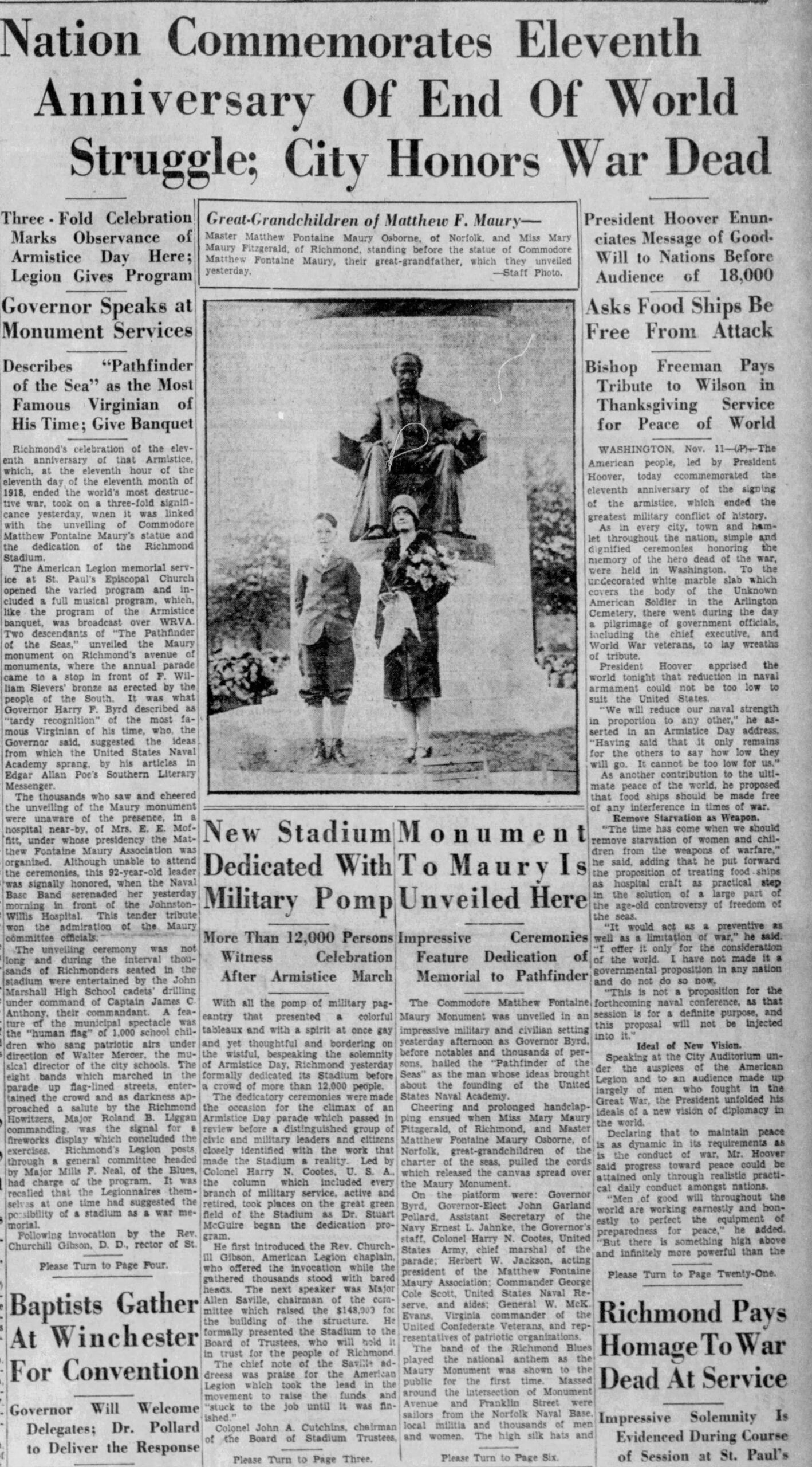 Matthew Fontaine Maury: Richmond Times-Dispatch · Nov 12, 1929