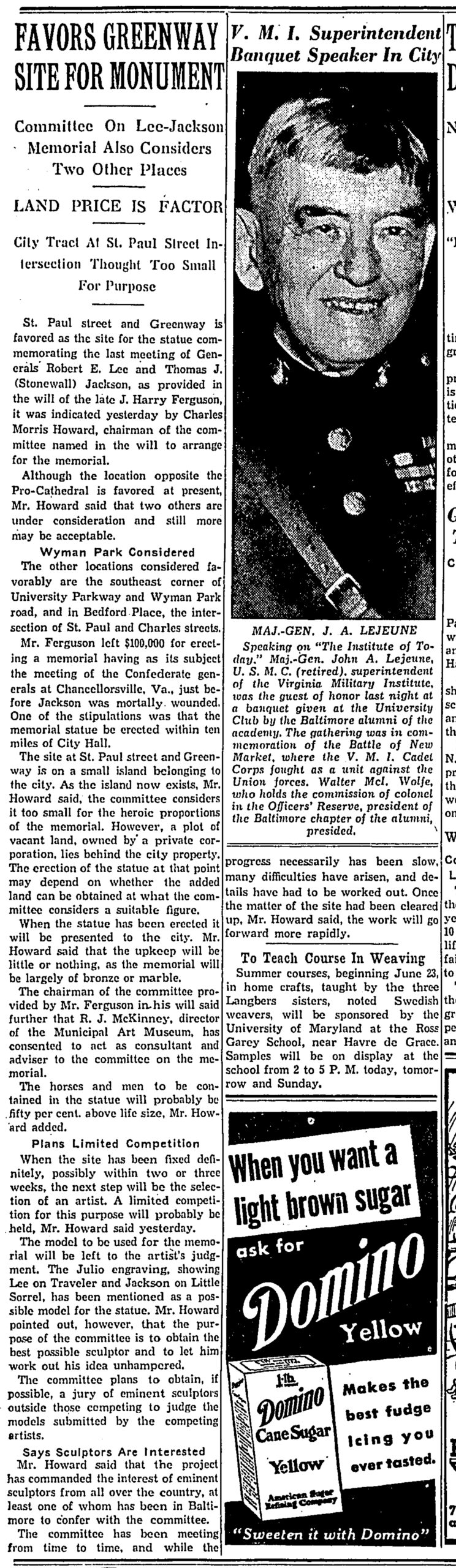 Lee-Jackson Newspaper: The Baltimore Sun · May 17, 1935