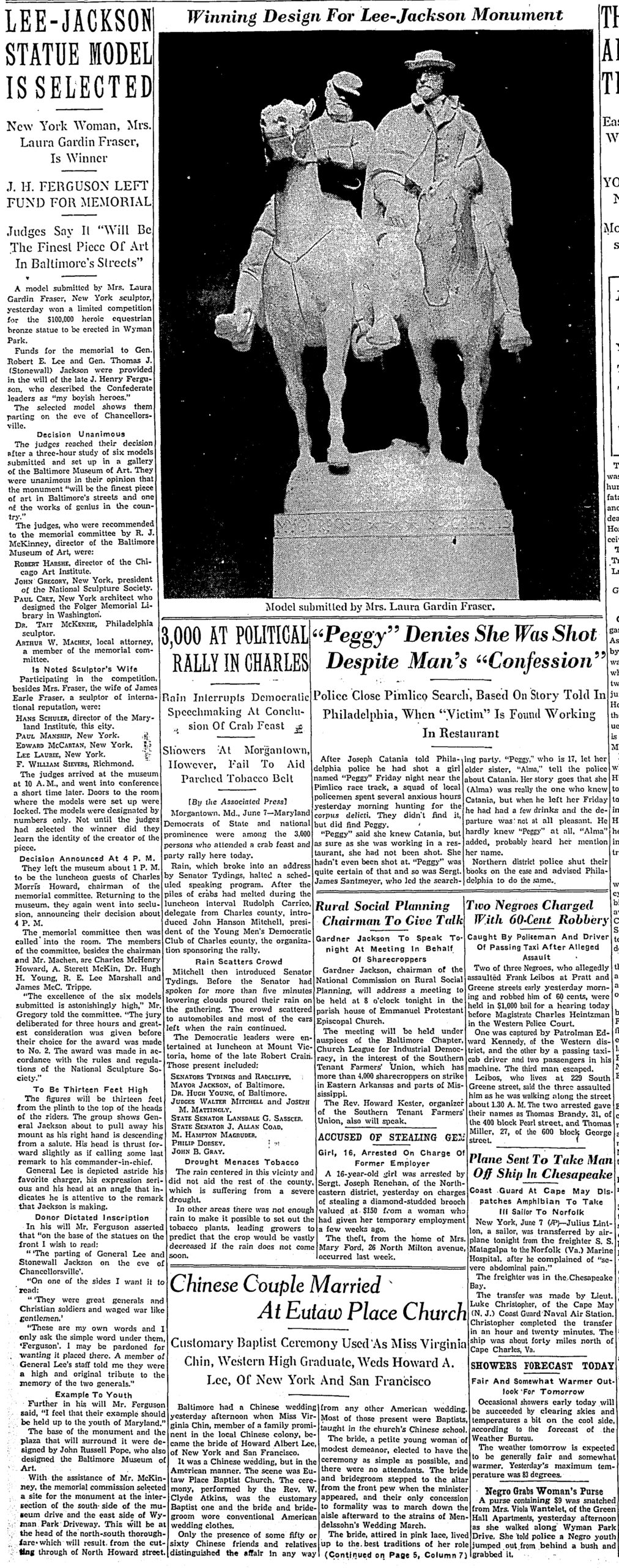 Lee-Jackson Newspaper: The Baltimore Sun · Jun 8, 1936