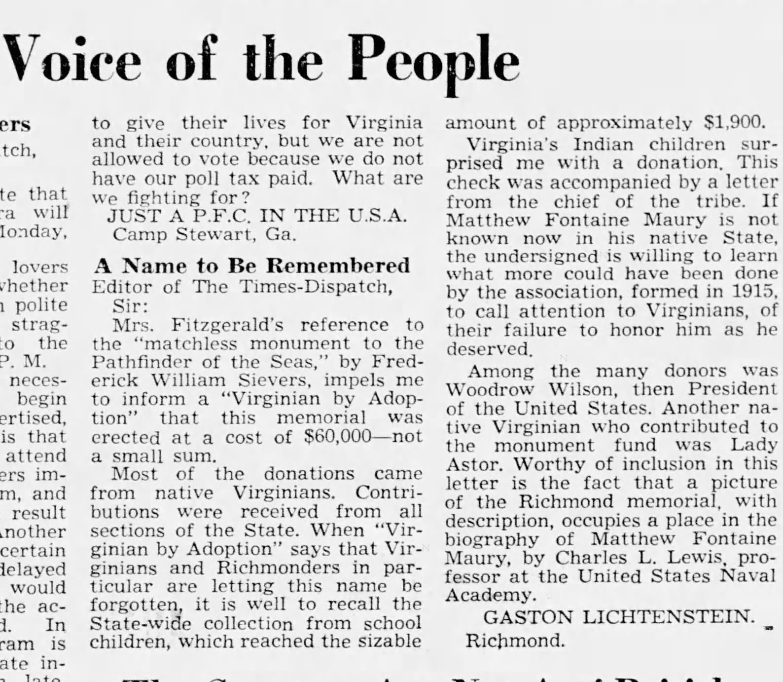 Matthew Fontaine Maury: Richmond Times-Dispatch · Oct 12, 1943