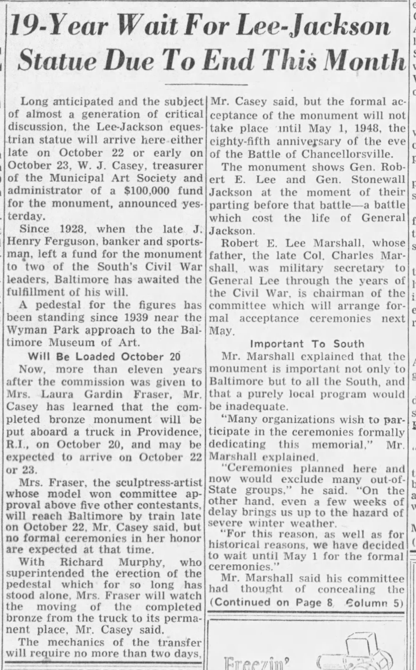 Lee-Jackson Newspaper: The Baltimore Sun · Oct 10, 1947