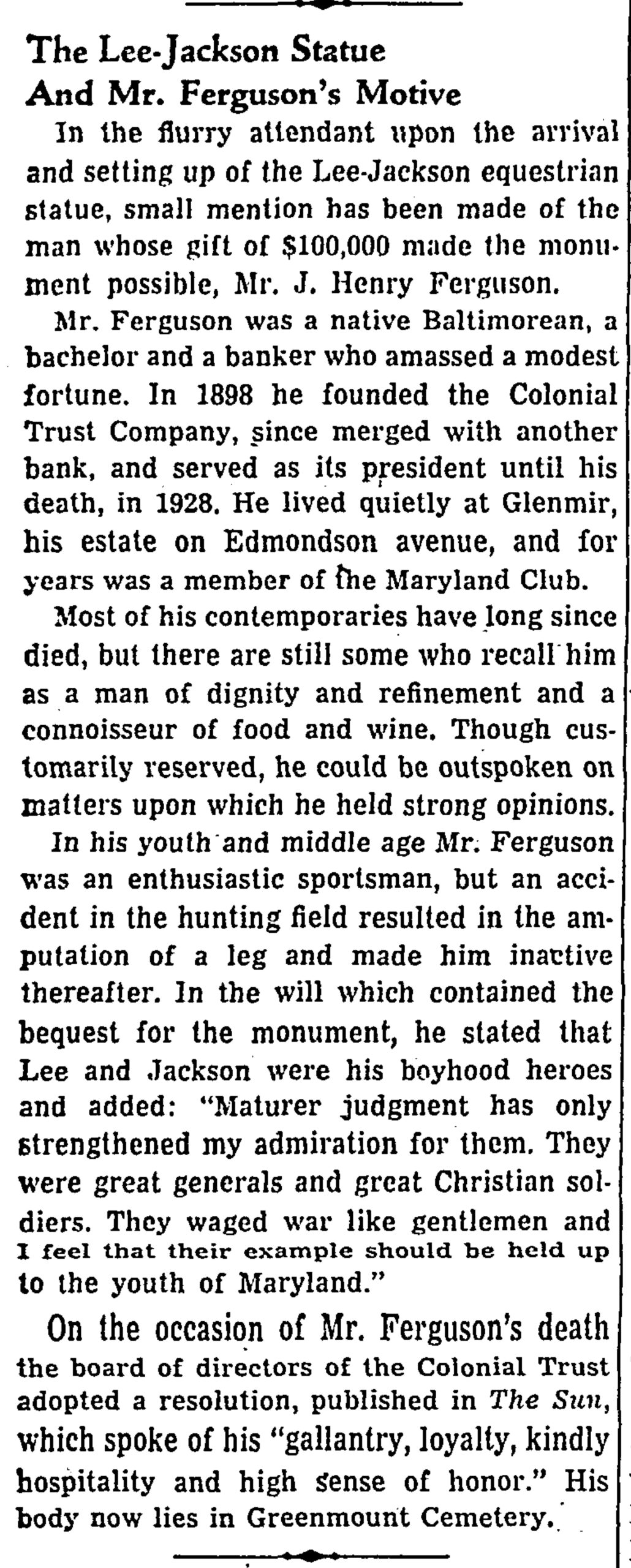 Lee-Jackson Newspaper: The Baltimore Sun · Oct 29, 1947