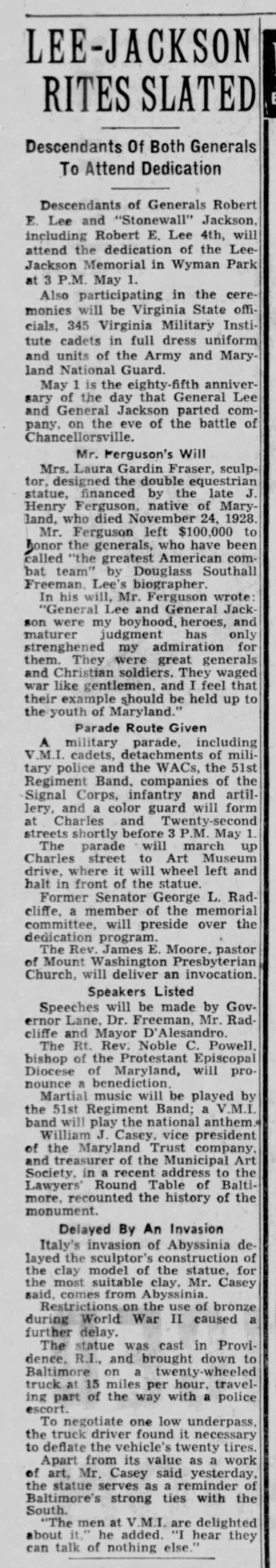 Lee-Jackson Newspaper: The Baltimore Sun · Apr 18, 1948