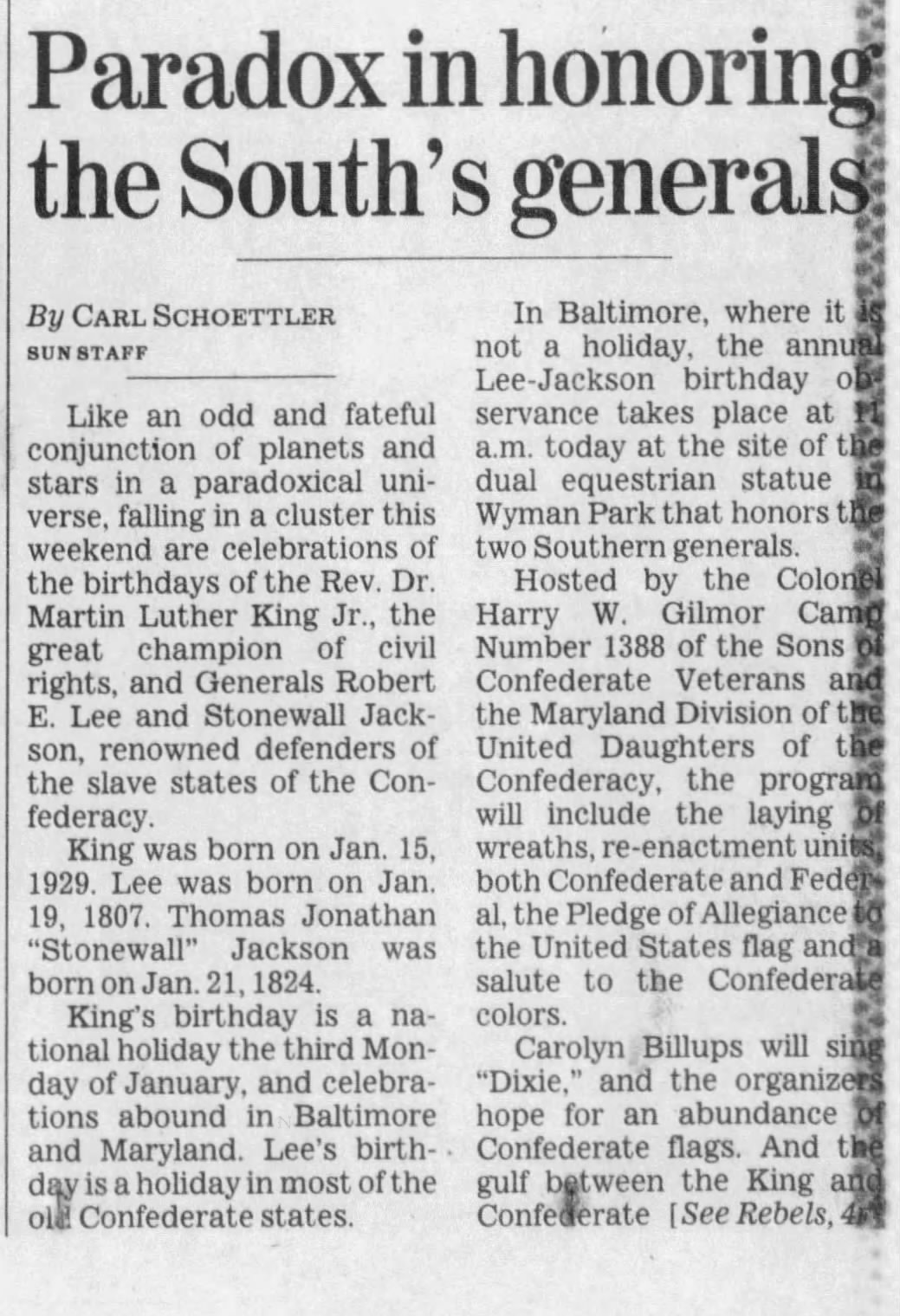 Lee-Jackson Newspaper: The Baltimore Sun · Jan 15, 2000