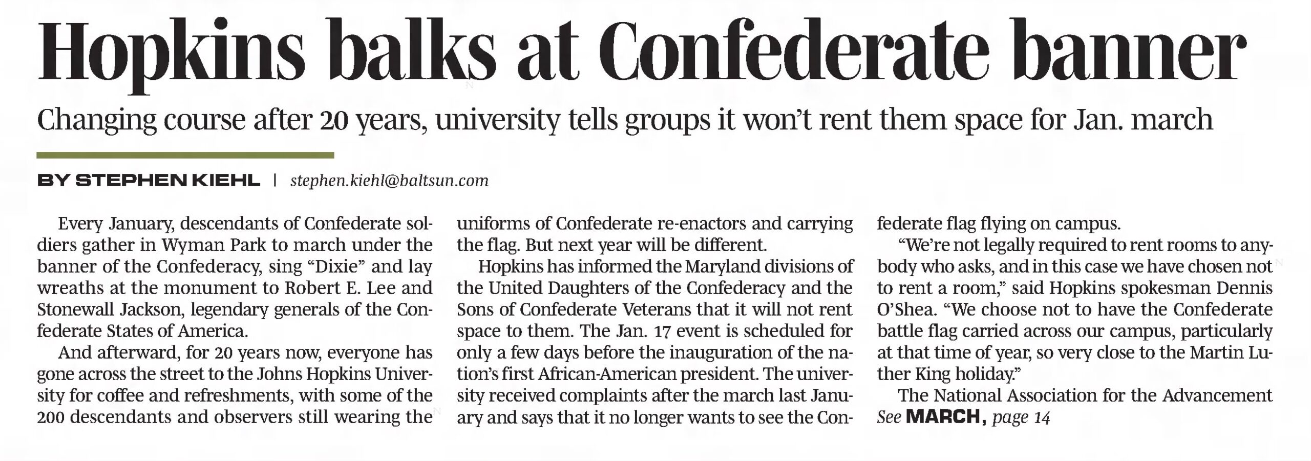 Lee-Jackson Newspaper: The Baltimore Sun · Nov 20, 2008