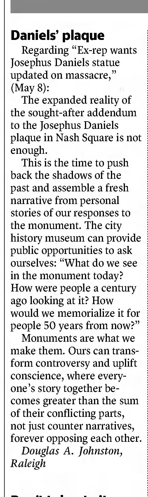 Josephus Daniels: The Raleigh News & Observer · May 12, 2020