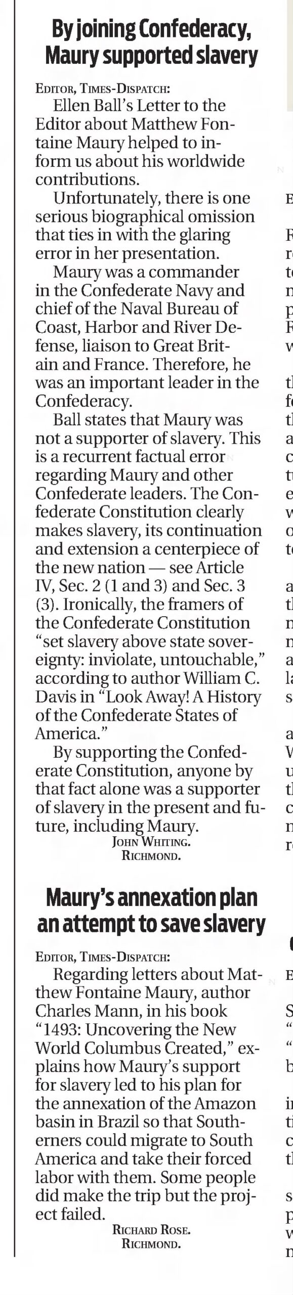 Matthew Fontaine Maury: Richmond Times-Dispatch · Jul 14, 2020