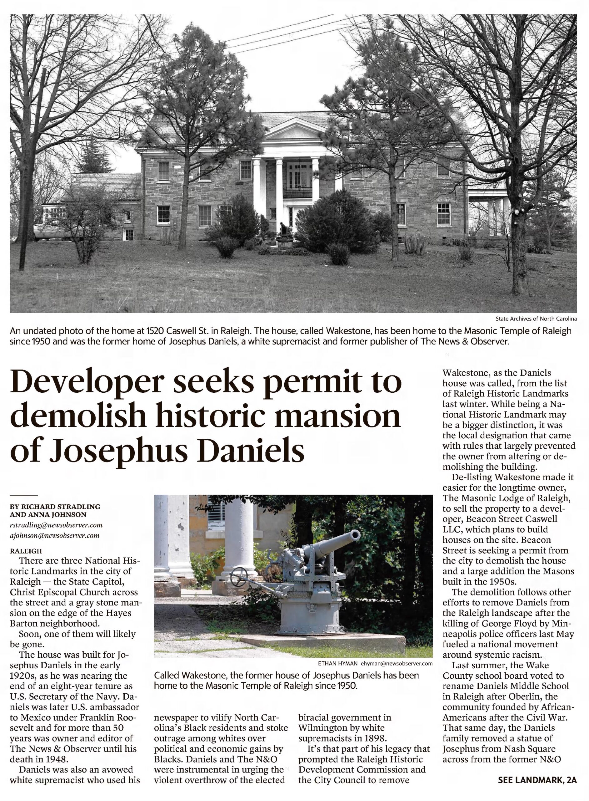 Josephus Daniels: The Raleigh News & Observer · Aug 2, 2021